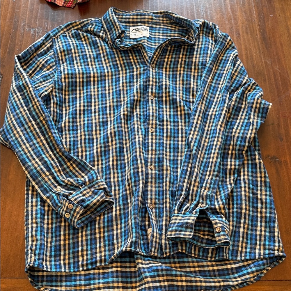 Mountain Khakis Men's Blue and White Plaid Shirt